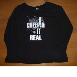 Womens Halloween "Creepin' It Real" T-shirt Size 2X Spider web NWT